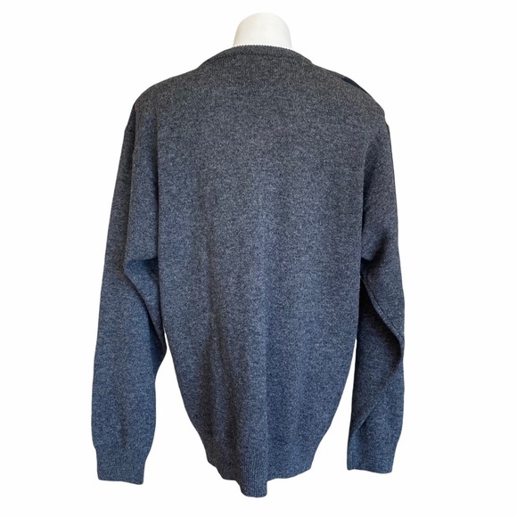 L.L. BEAN * Vintage Mens Argyle V-Neck Wool Charcoal Gray Sweater Size M Tall - Picture 6 of 7